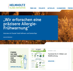 Screenshot Helmholtz Klima Initiative
