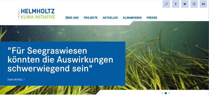 Screenshot Helmholtz Klima Initiative breit
