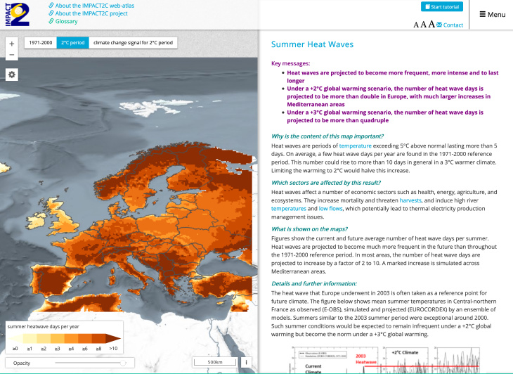 Screenshot I2C Web-Atlas Summer Heat Waves